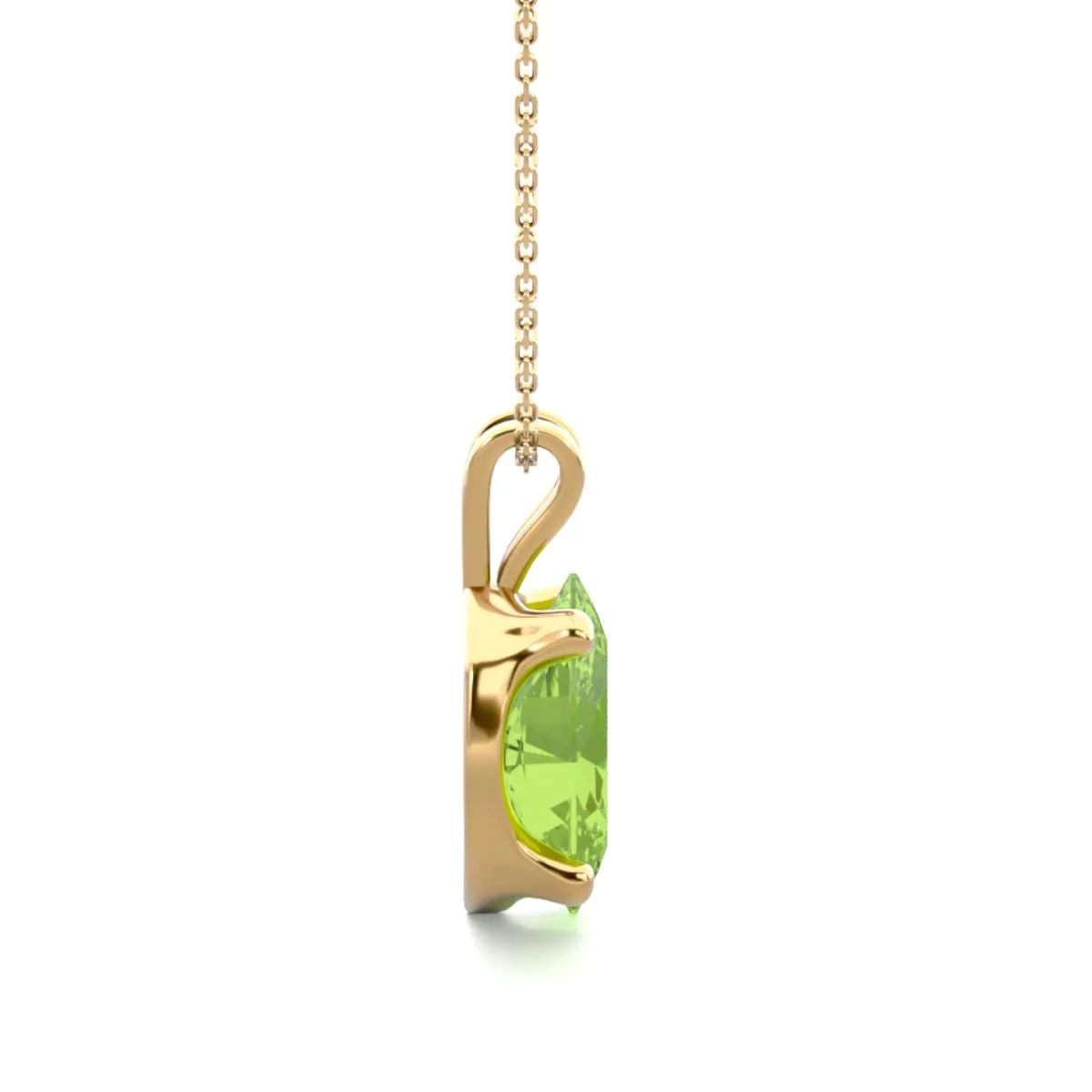 1 Carat Oval Shape Peridot Necklace In 14K Yellow Gold Over Sterling Silver, 18 Inches