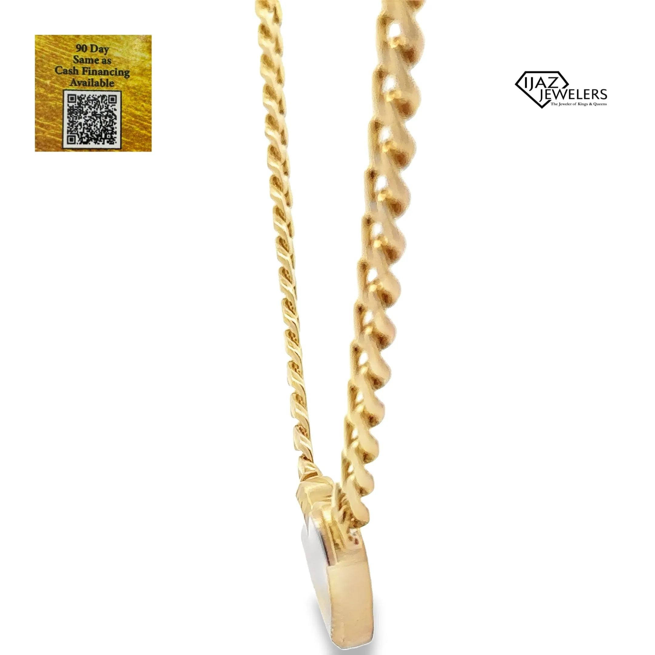 10K Gold Cuban Link Diamond Cut Heart Lock Chain