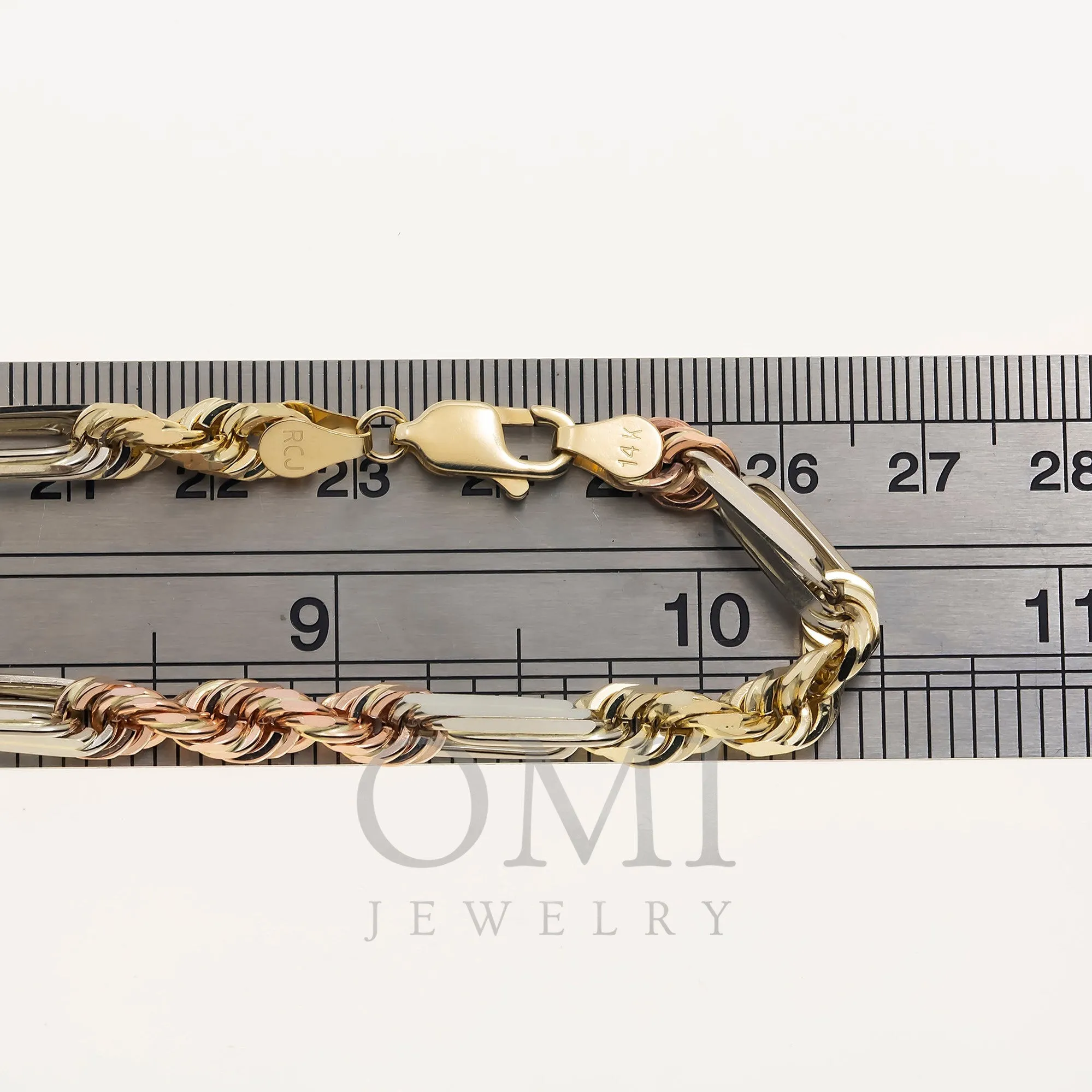 14K GOLD 5MM TRICOLOR MILANO CHAIN