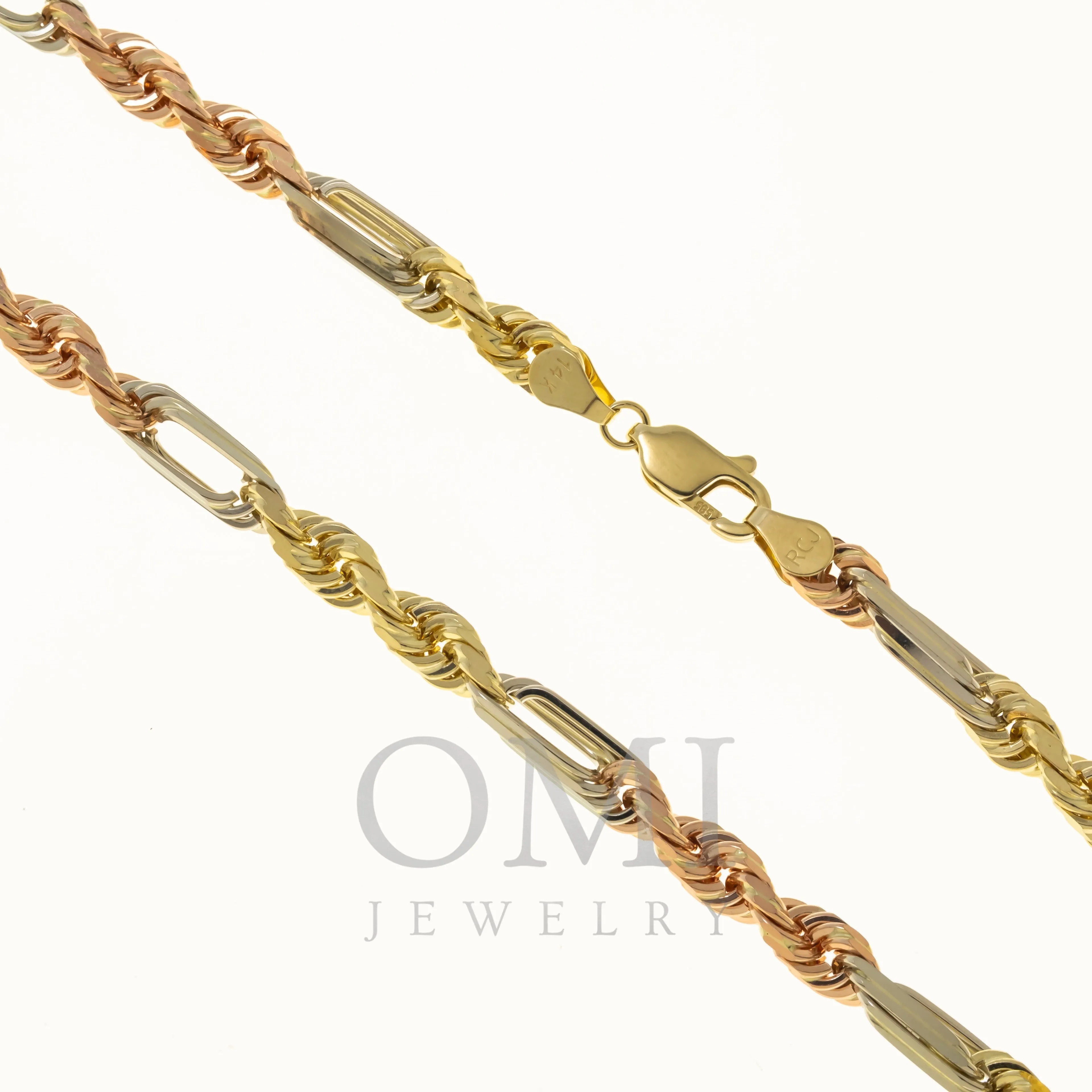 14K GOLD 5MM TRICOLOR MILANO CHAIN