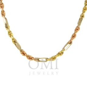 14K GOLD 5MM TRICOLOR MILANO CHAIN