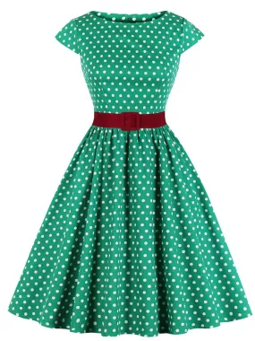 1950s Polka Dot With Belt Vintage Dress