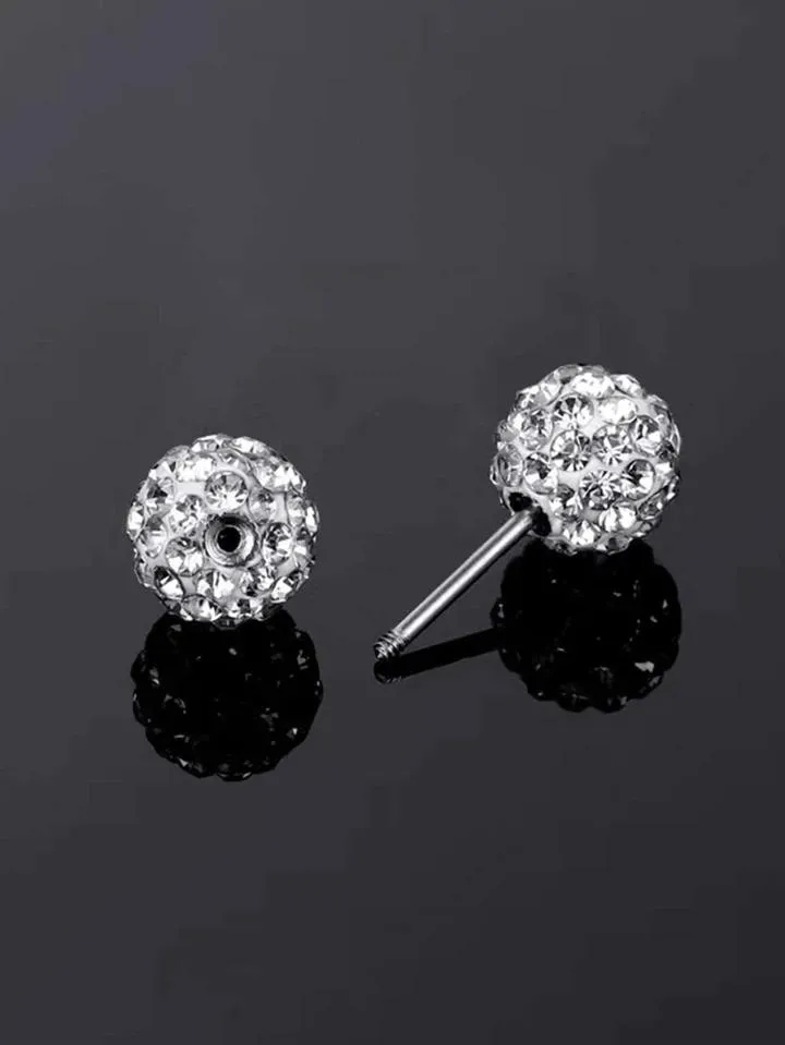 1pc Rhinestone Ball Design Stud Earring -S4677804