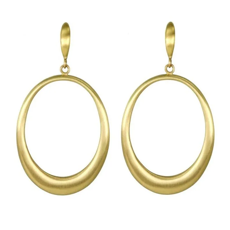 20K Gold Oval Doorknocker Hoop Earrings