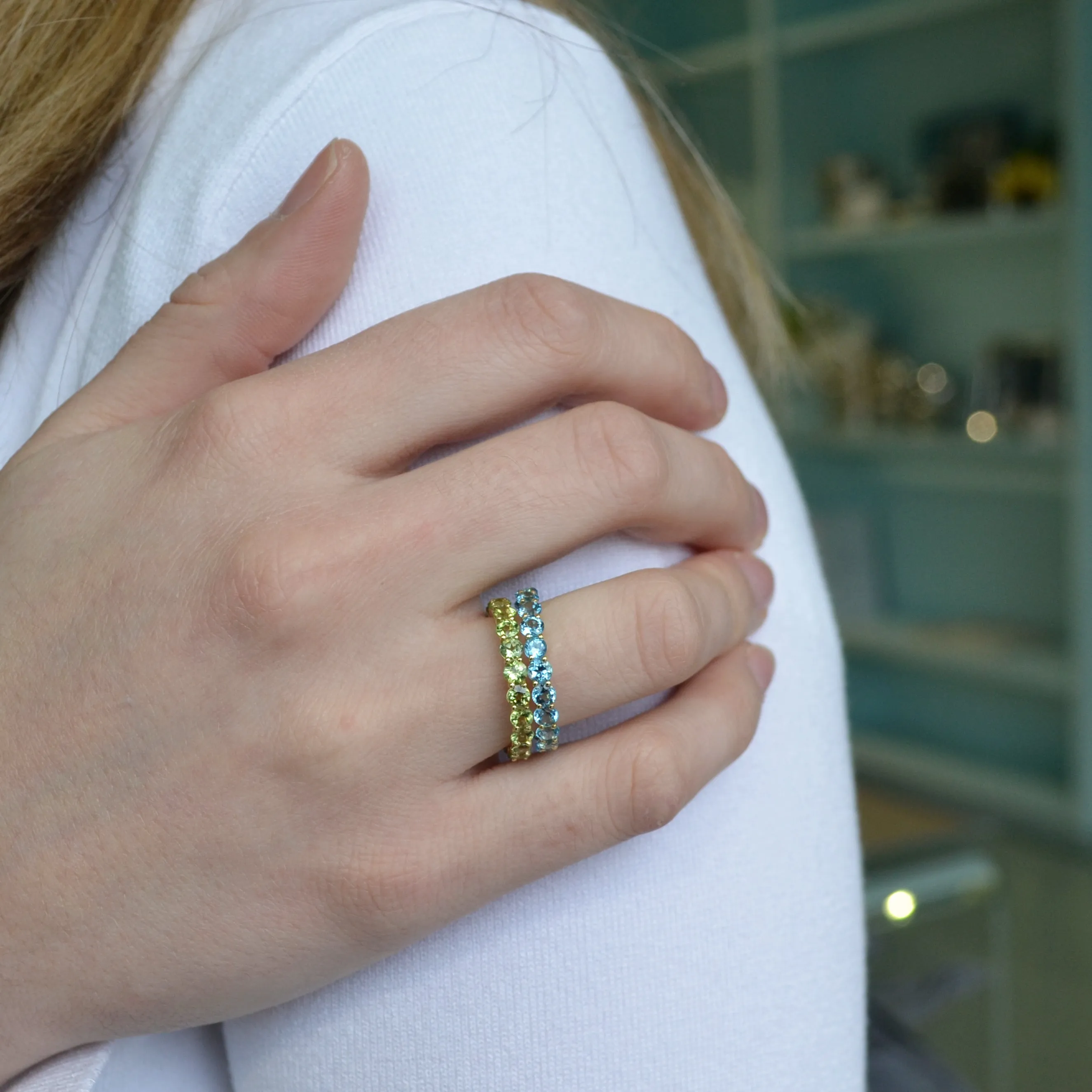 A & Furst - France - Eternity Band Ring with Peridot, 18k Yellow Gold