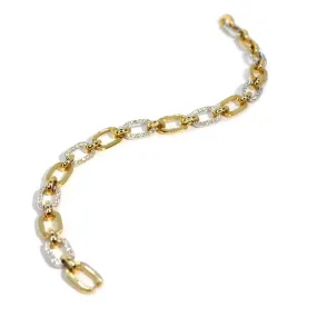 AFJ Diamond Collection - Link Bracelet with Diamonds, Yellow and White Gold