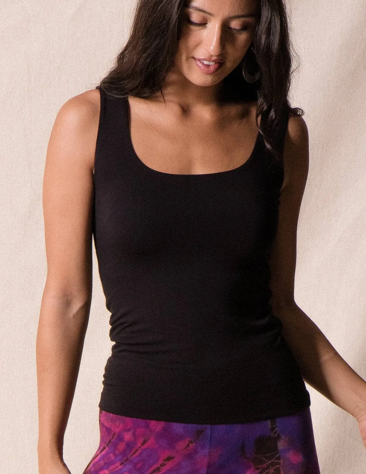 Bamboo Double Layered Tank Top - Black