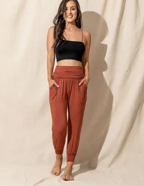 Bamboo Harem Jogger Pants - Rust Large and XL Only