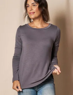 Bamboo Relaxed Long Sleeve Tee - Grey