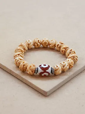 Bone with Red and White Dzi bead Mala bracelet