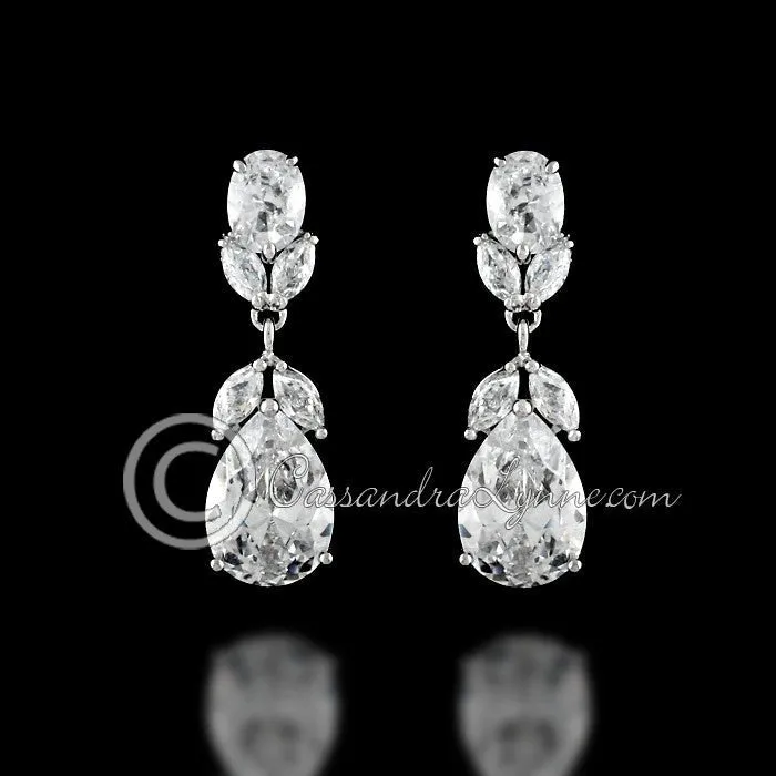 Classic Wedding CZ Earrings Teardrop and Oval Jewels