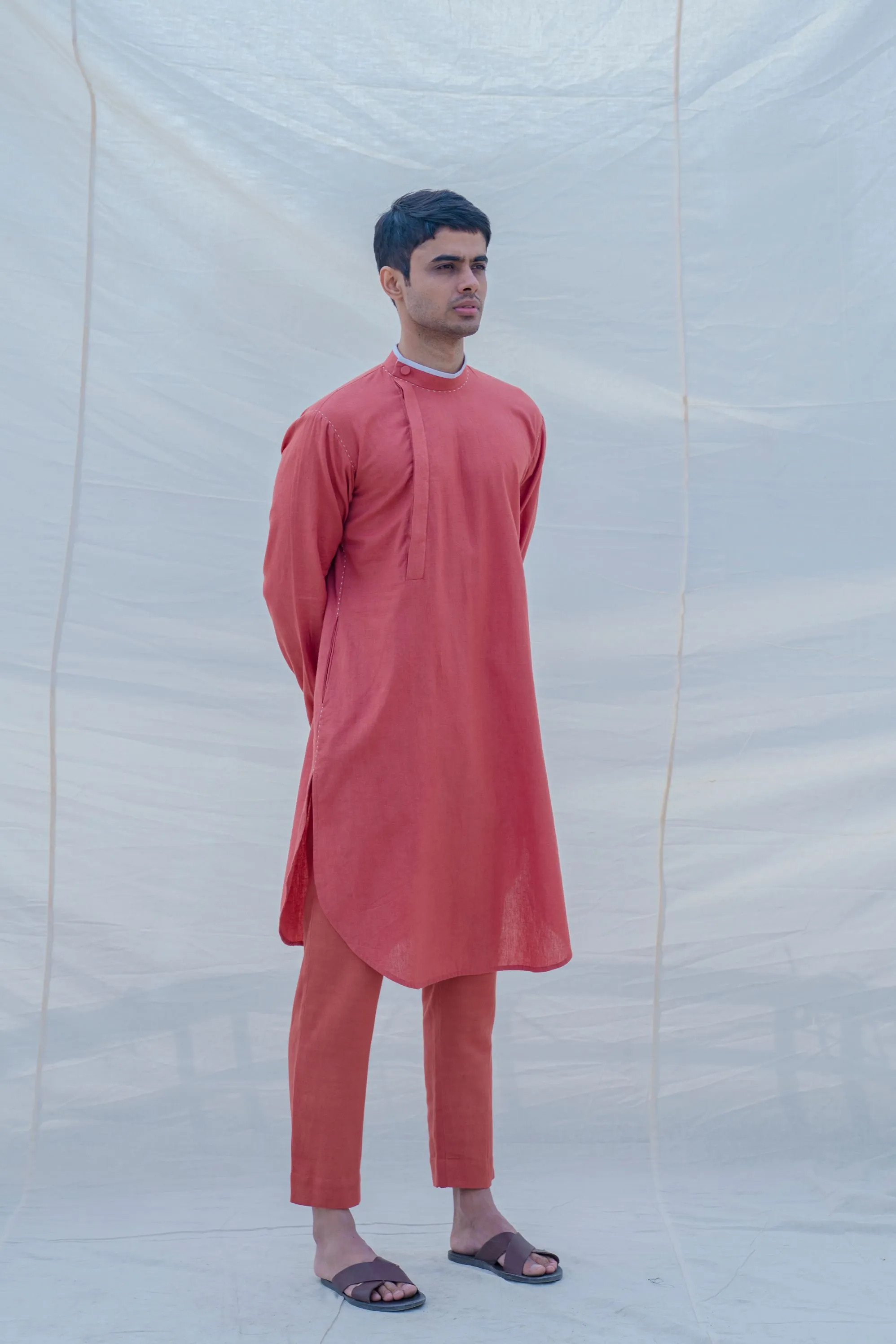 Cotton-Linen Coral Kurta Set