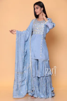 Cotton Silk Sharara Suit with Gota work.