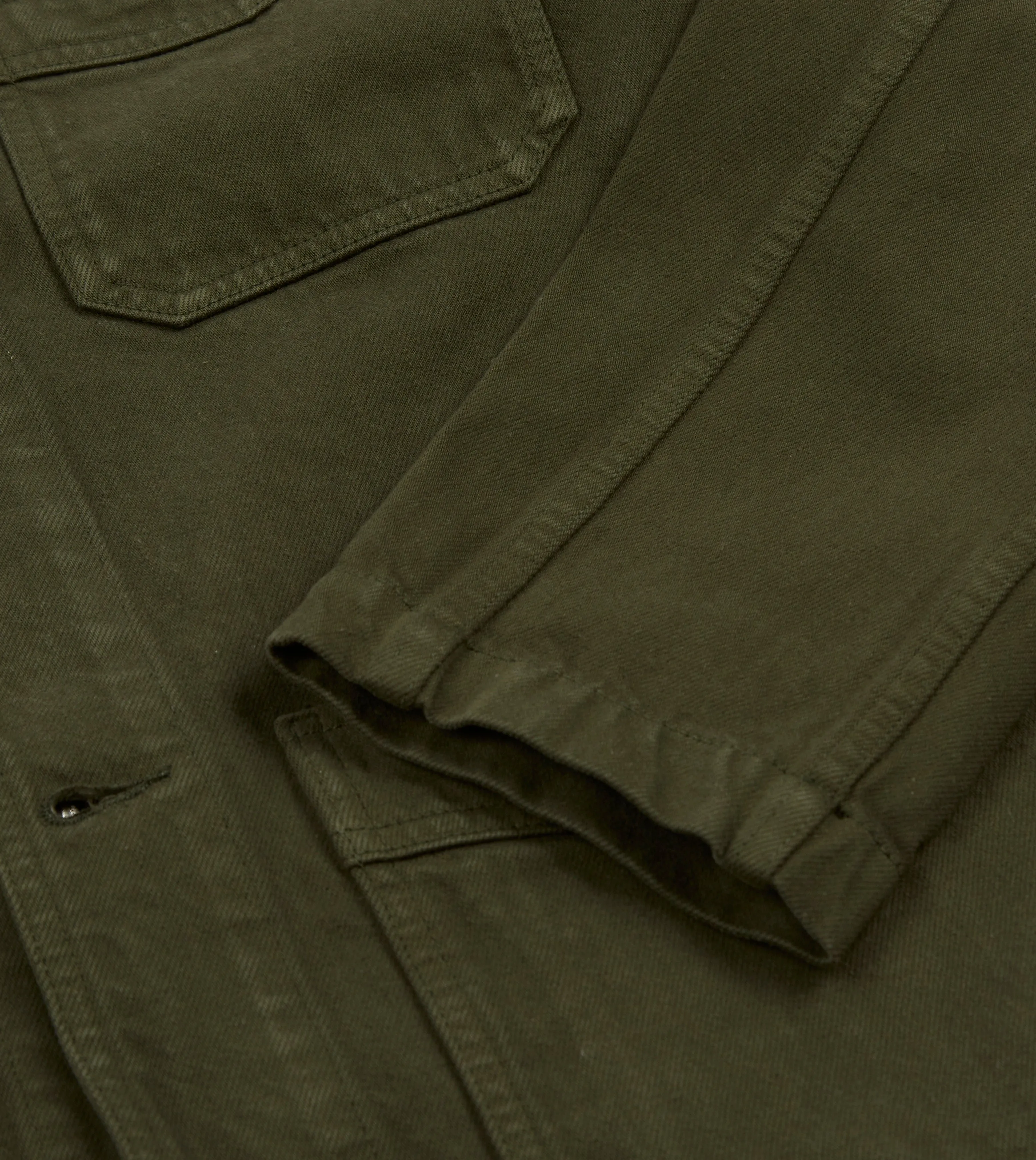 Green Heavy Twill Cotton Five-Pocket Chore Jacket