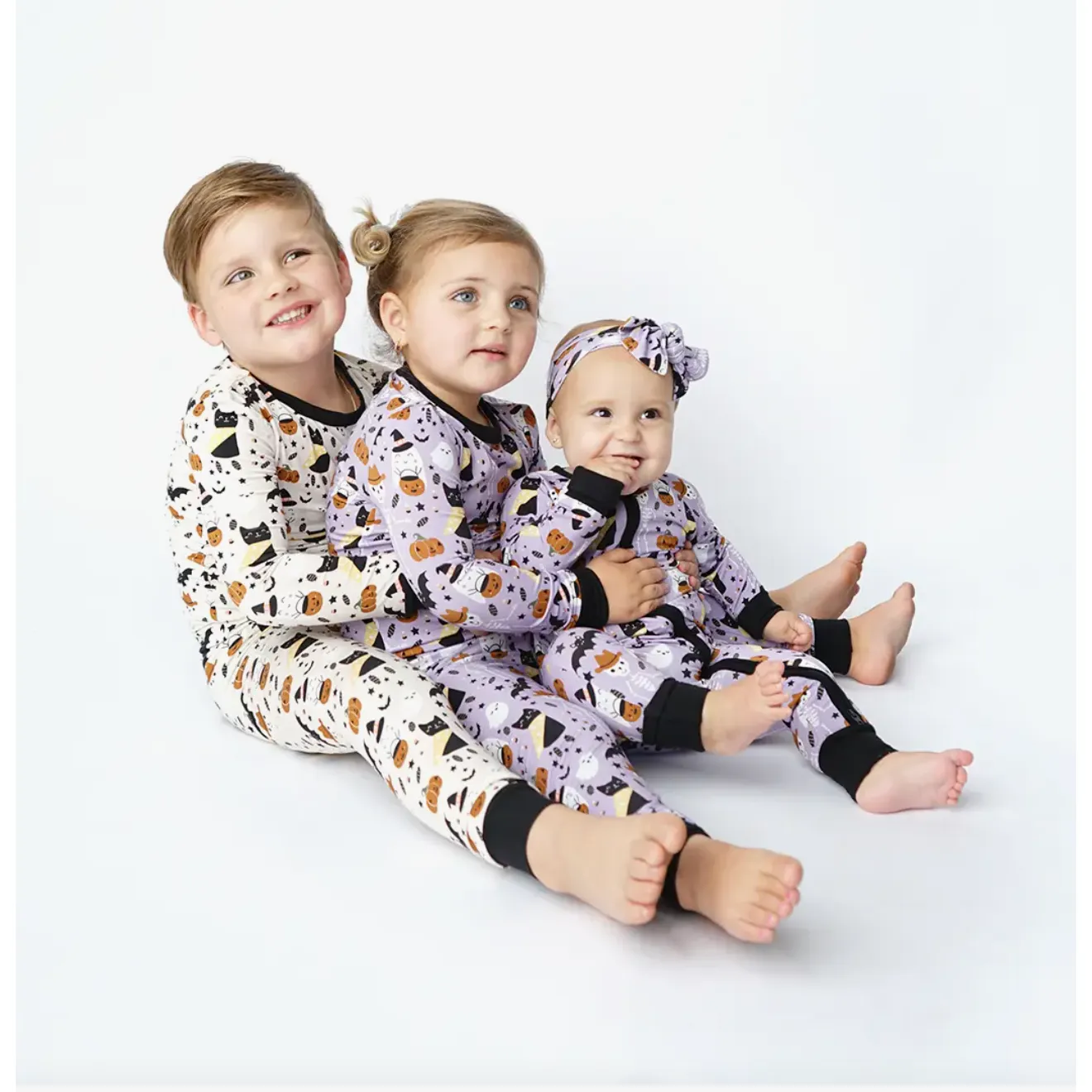 halloween bamboo baby convertible footie pajamas | spooky cute purple