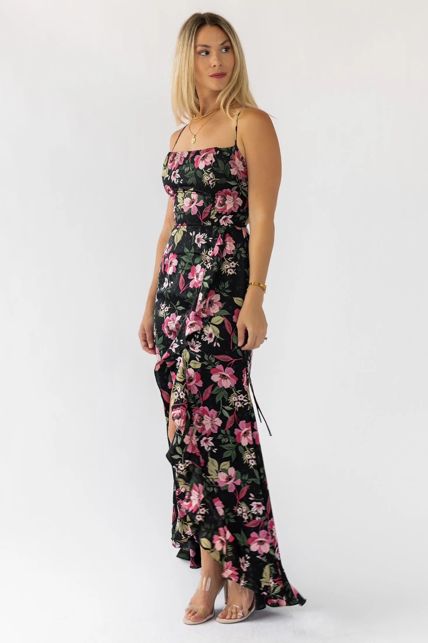 Hathaway Black Floral Maxi Dress