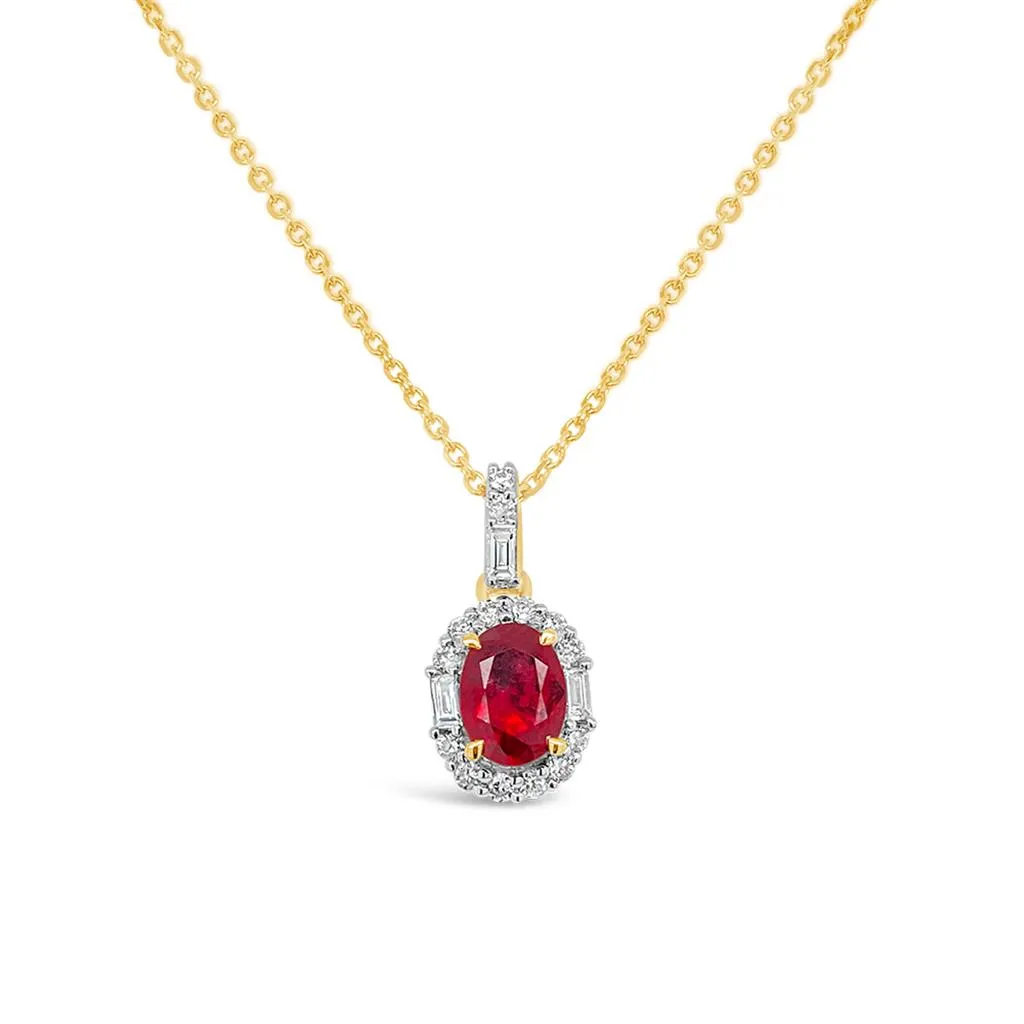 Irisa by Martin Binder Ruby & Diamond Unique Halo Necklace