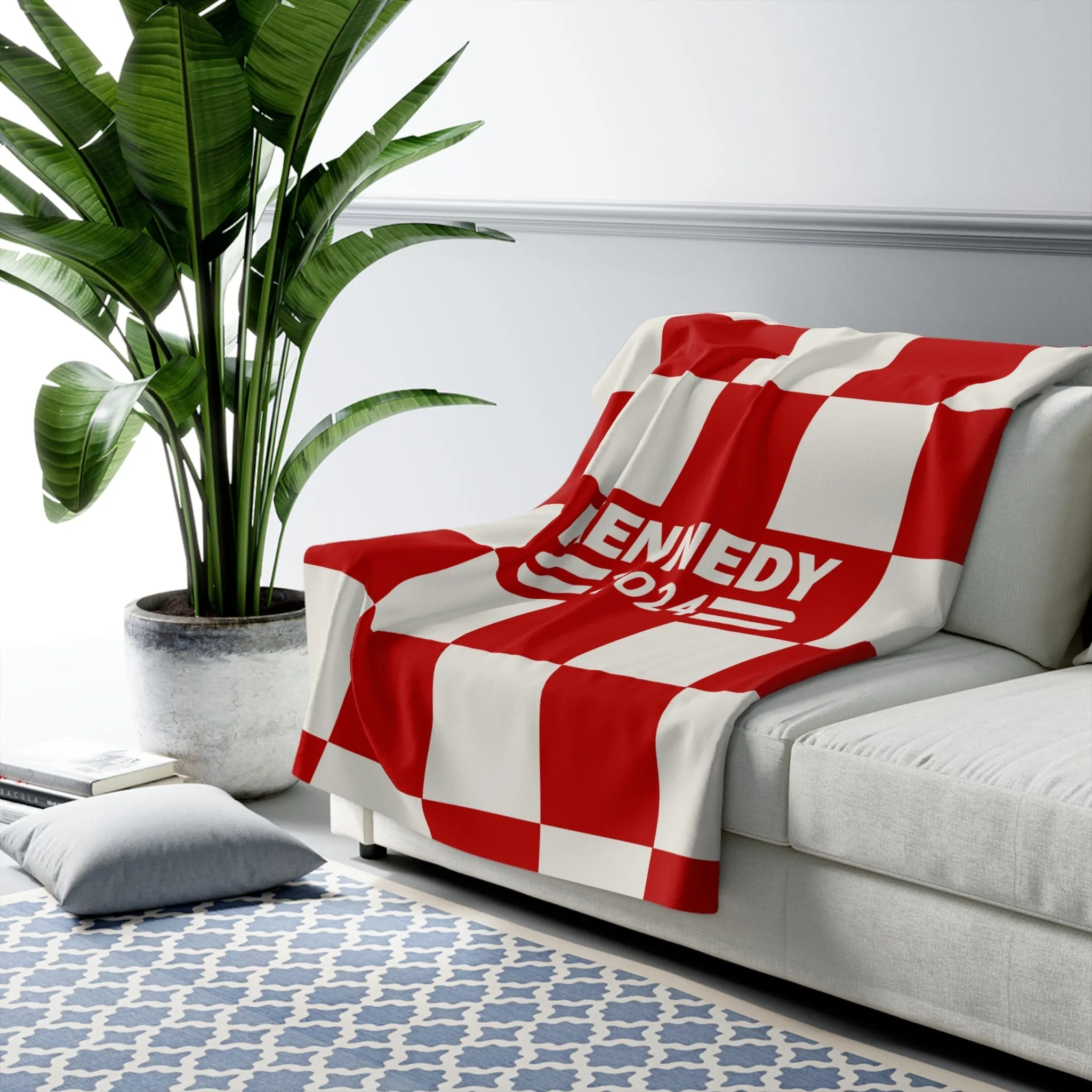 Kennedy Classic Red Checkered Sherpa Fleece Blanket