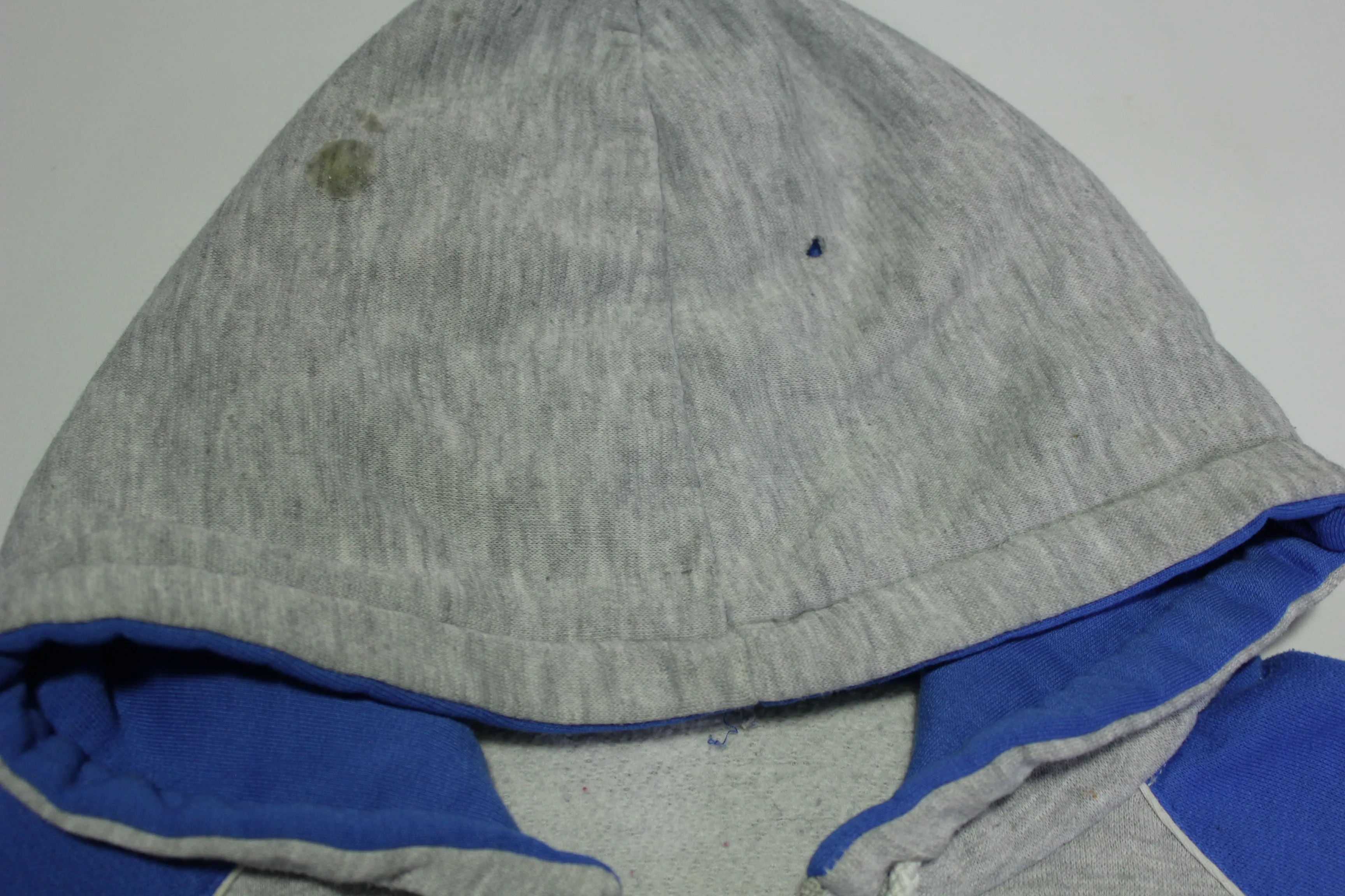 Nike Vintage 90's Heathered Gray Blue Striped Distressed Hoodie Track Sweatshirt