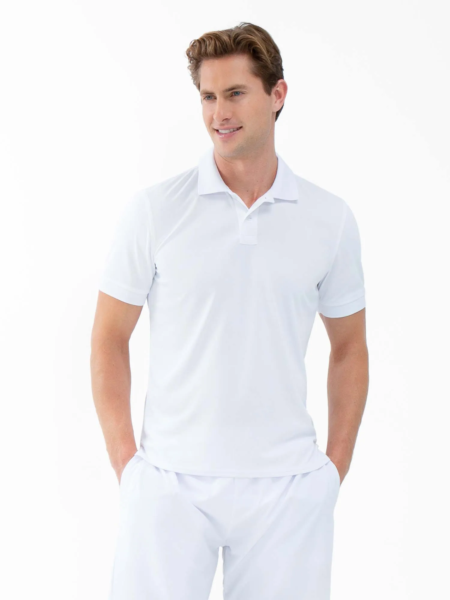 Performance Men's Classic Tennis Rib Collar Polo - White