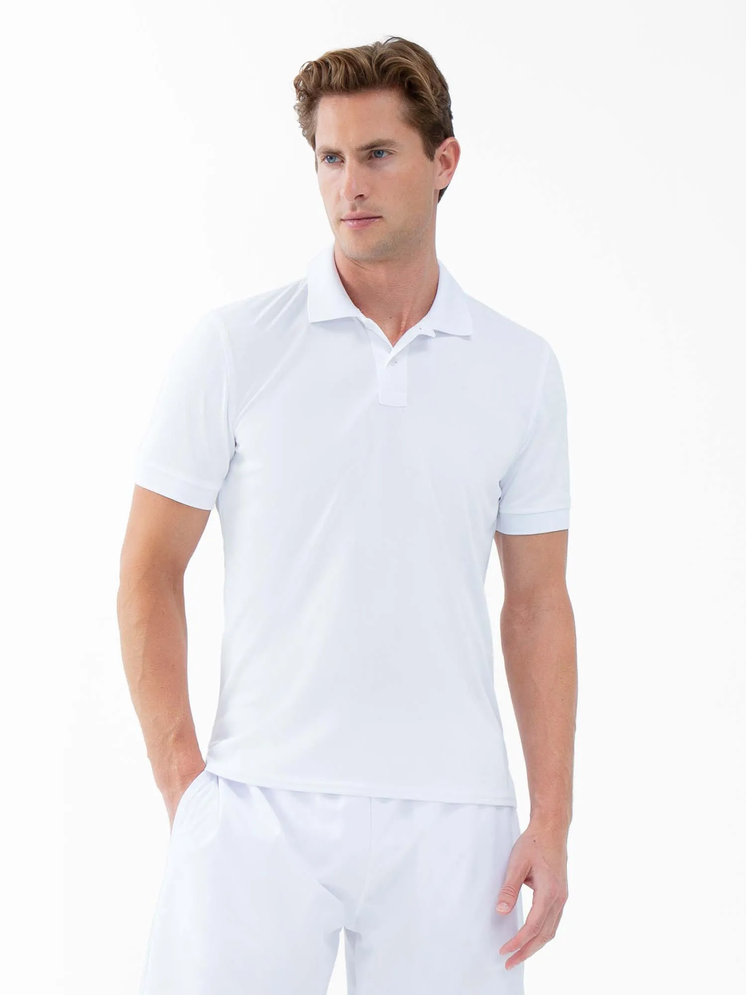 Performance Men's Classic Tennis Rib Collar Polo - White