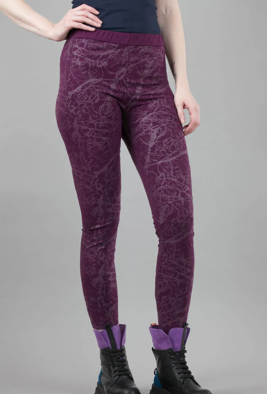 Print Pima Leggings, Aubergine