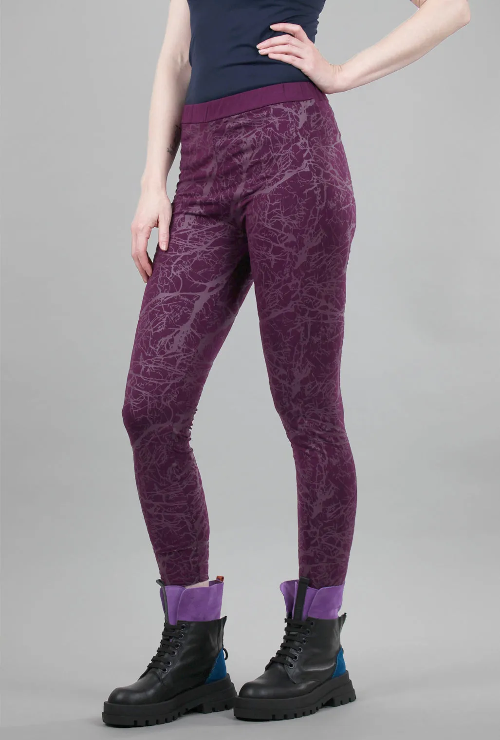 Print Pima Leggings, Aubergine