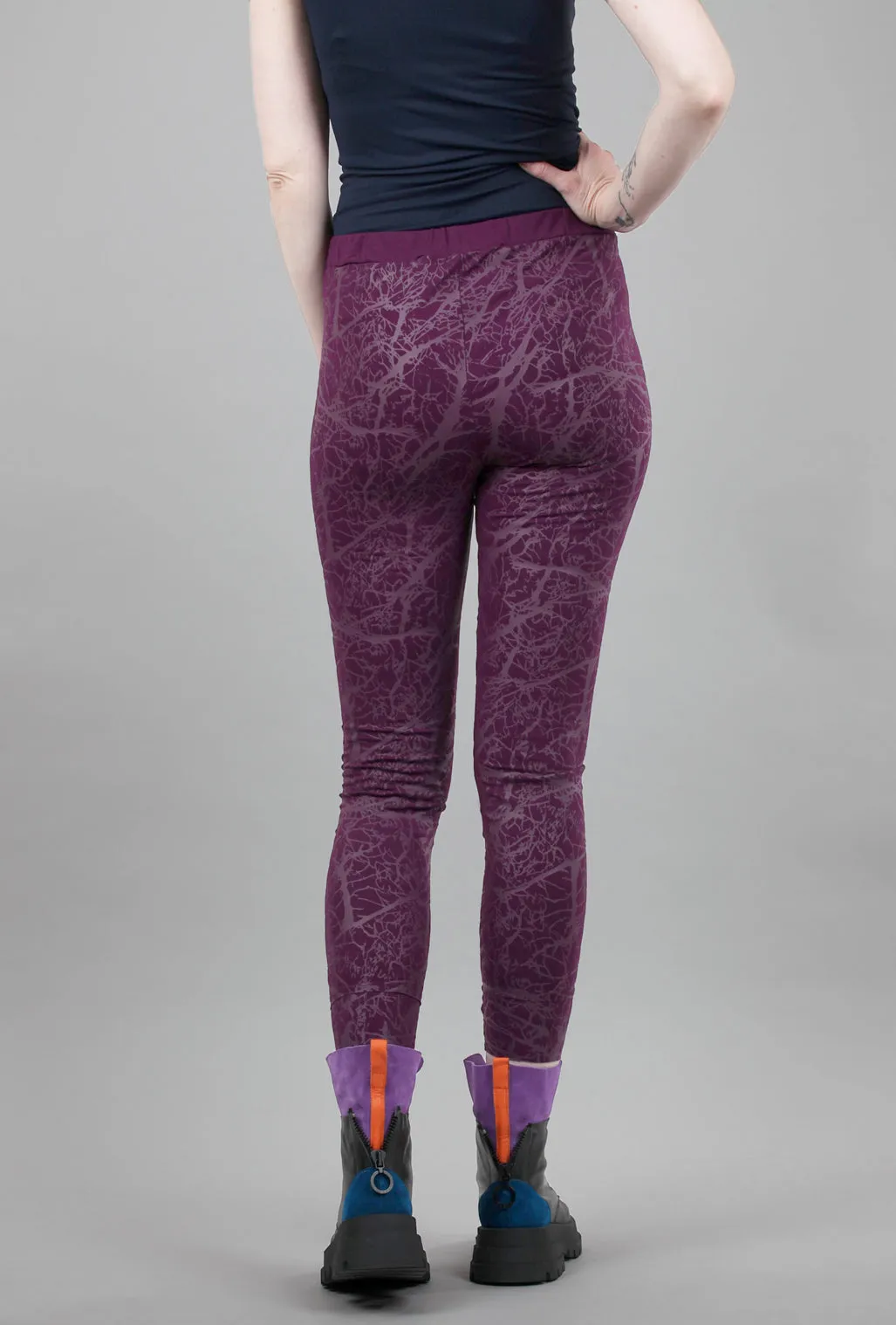 Print Pima Leggings, Aubergine