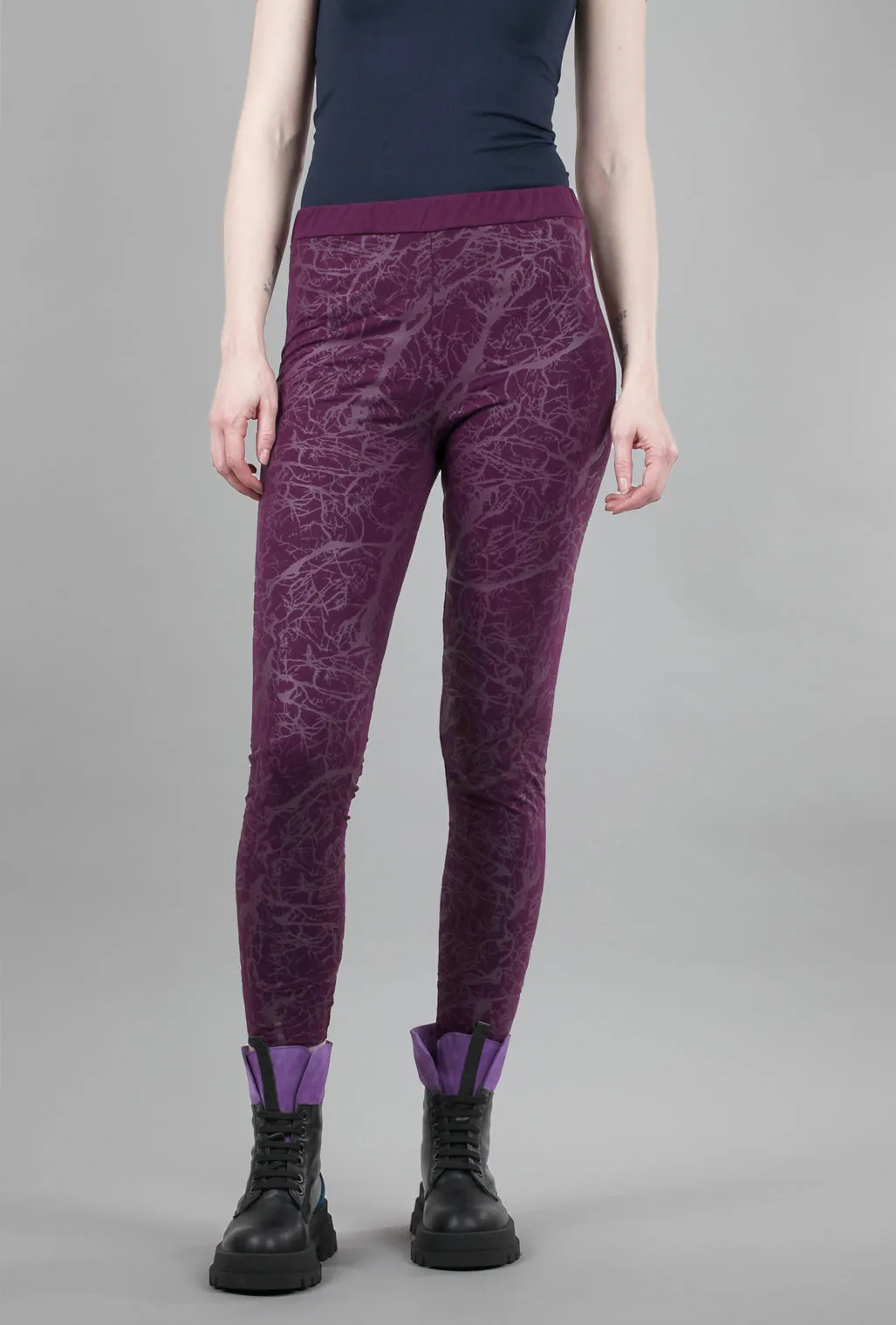 Print Pima Leggings, Aubergine