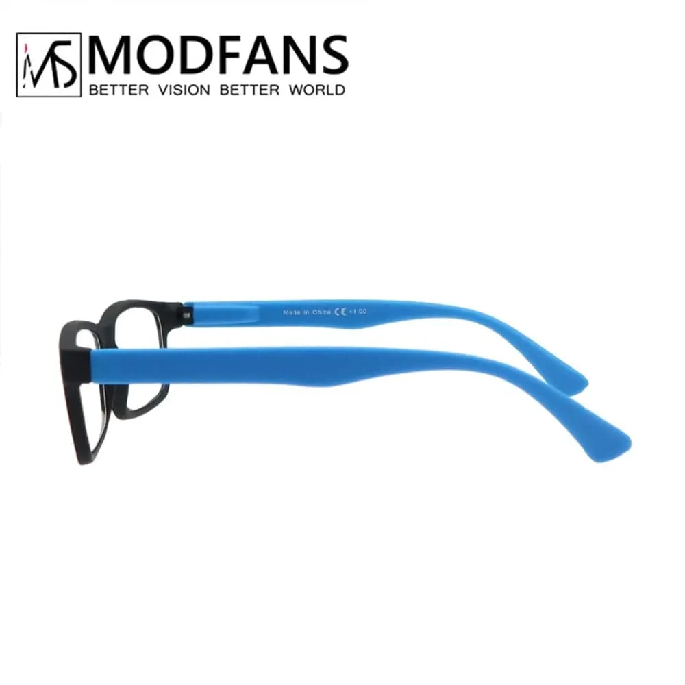 Reading Glasses for Men Women Rubber Ultra Light Hyperopia Square Frame Spring Hinge Comfortable with Diopter (Black/Red/Blue)