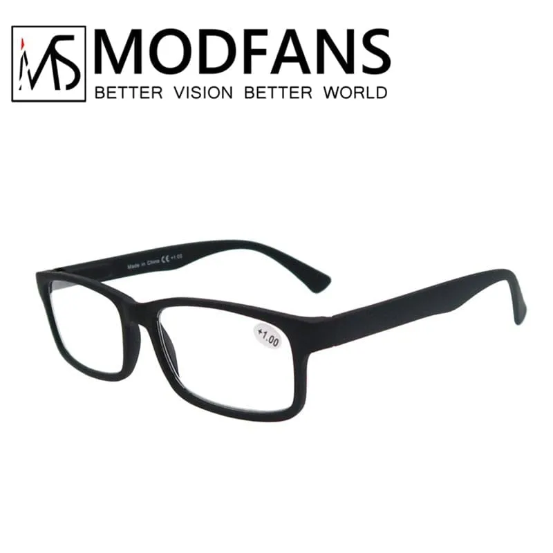 Reading Glasses for Men Women Rubber Ultra Light Hyperopia Square Frame Spring Hinge Comfortable with Diopter (Black/Red/Blue)