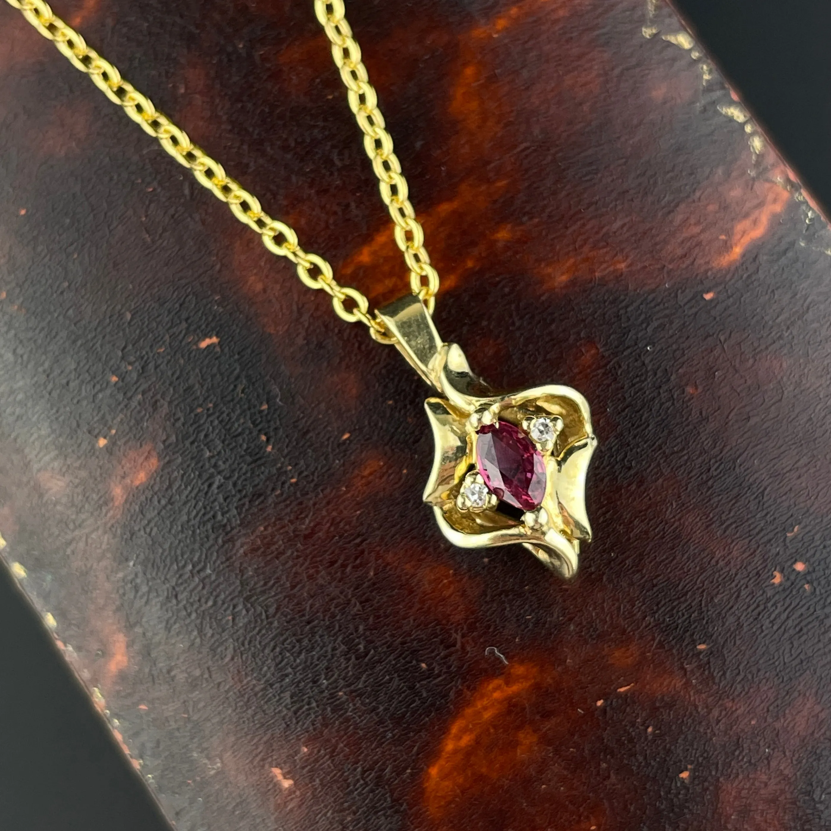 Ruby Diamond 14K Gold Charm Pendant Necklace