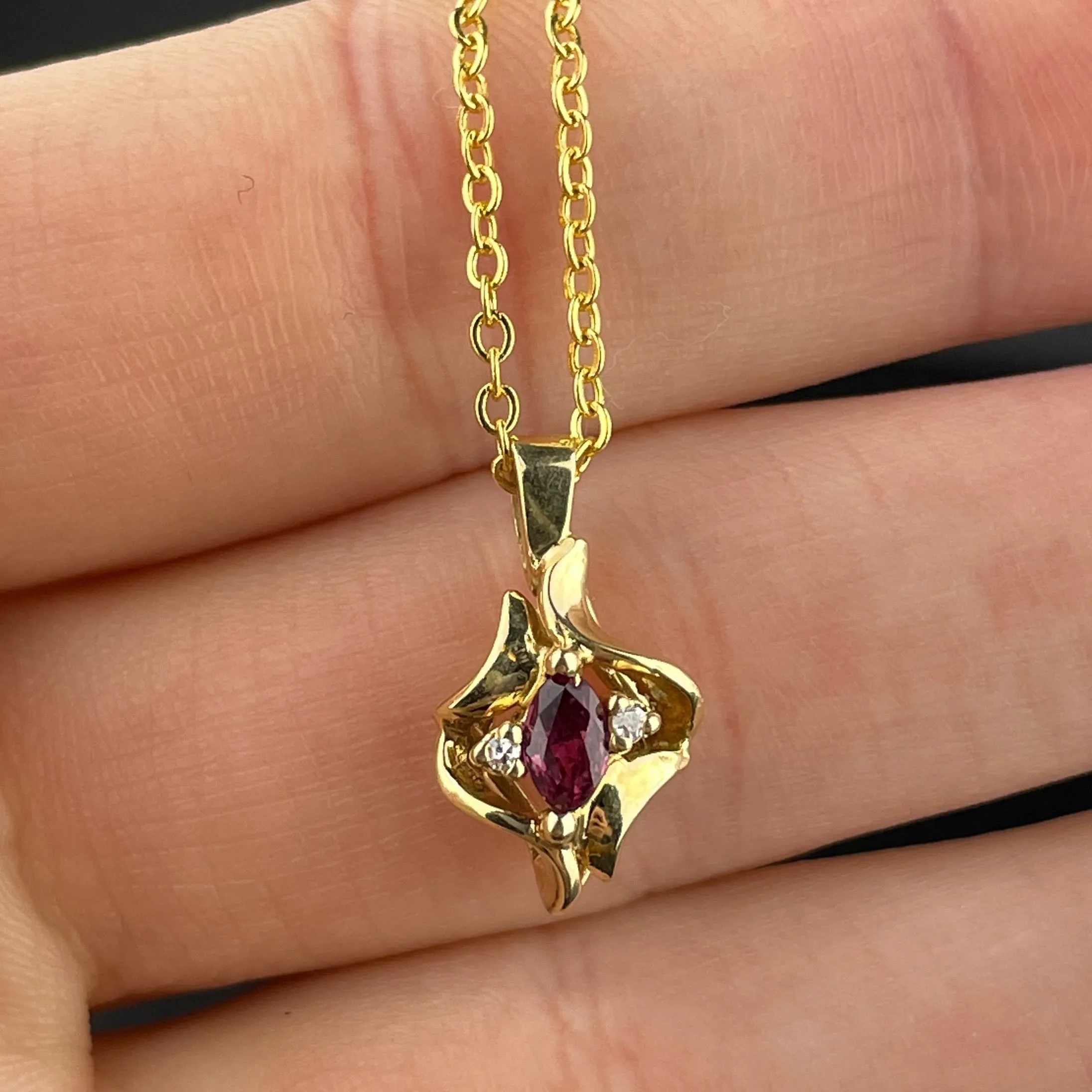 Ruby Diamond 14K Gold Charm Pendant Necklace