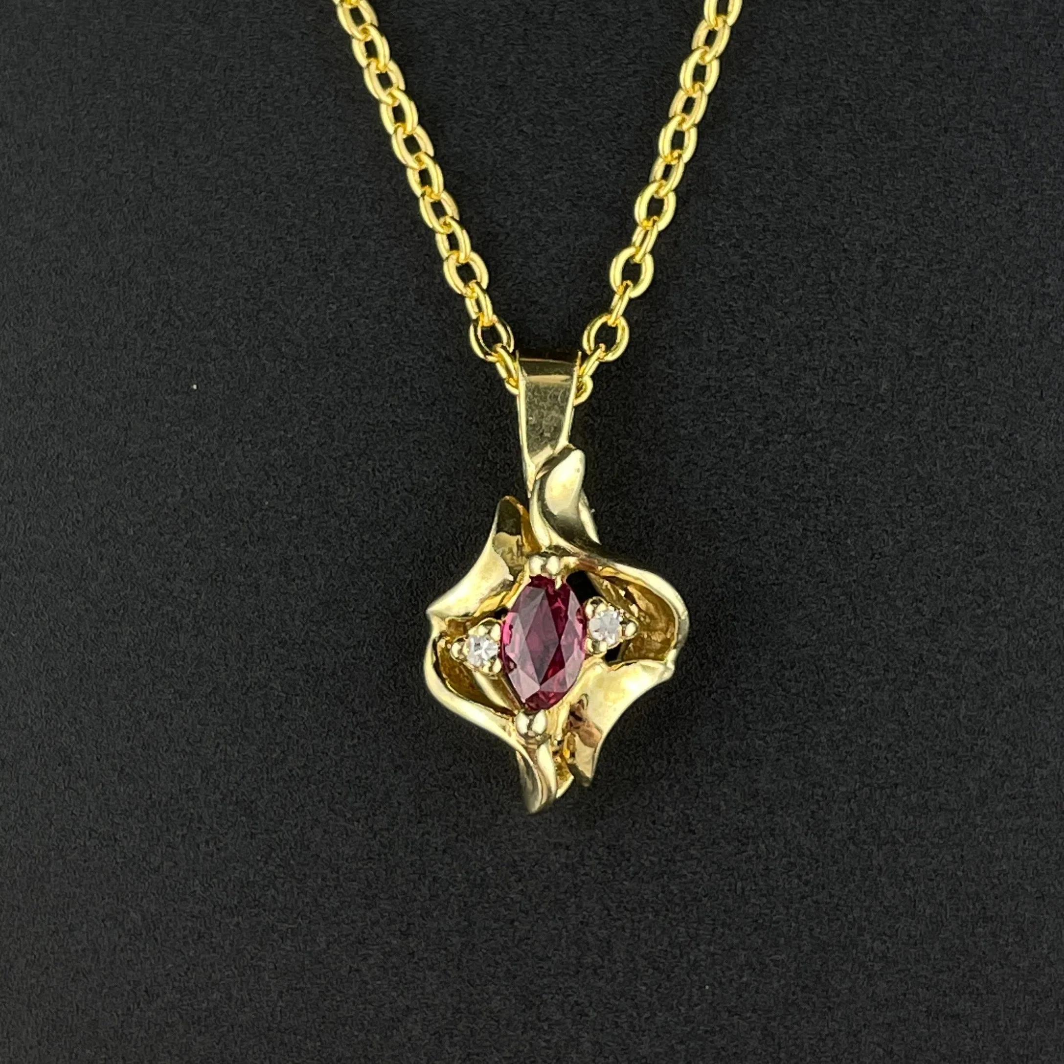 Ruby Diamond 14K Gold Charm Pendant Necklace