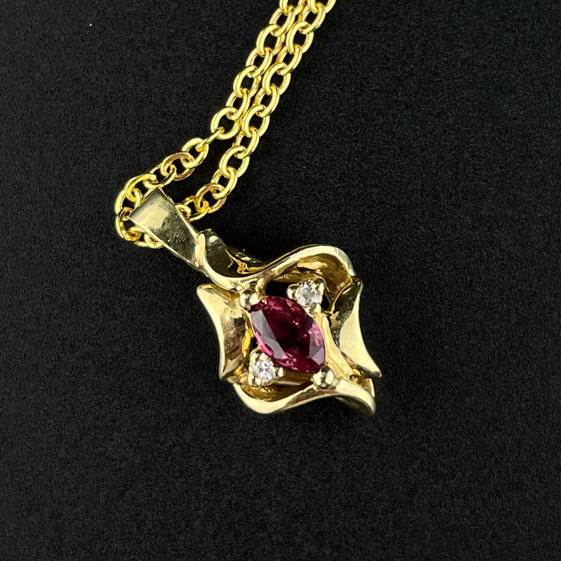 Ruby Diamond 14K Gold Charm Pendant Necklace