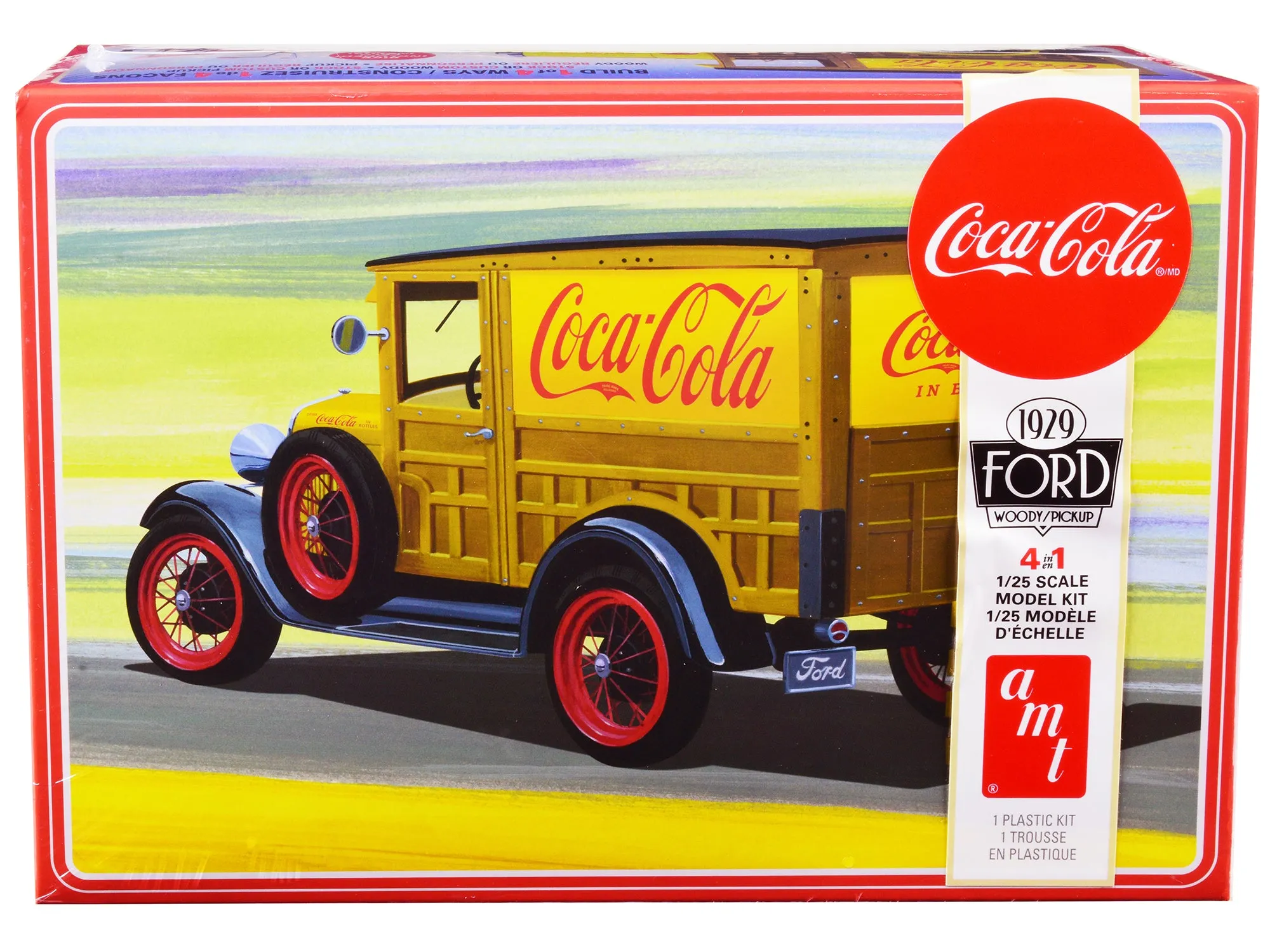 Skill 3 Model Kit 1929 Ford Woody/Pickup 4-in-1 Kit Coca-Cola 1/25 Scale Model Car by AMT