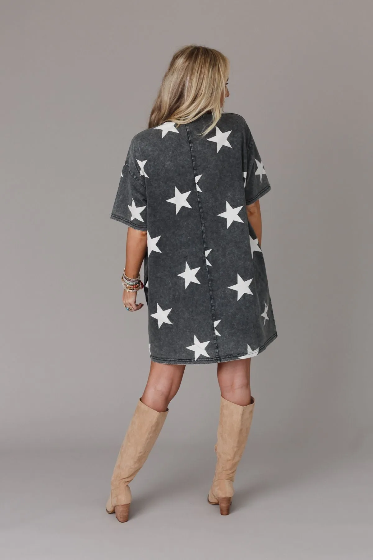 Star Power Tee Dress - Ash