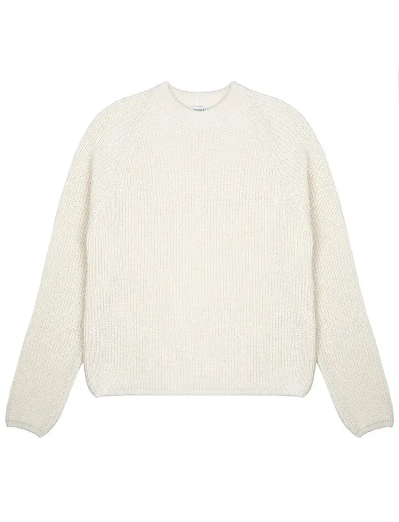 Sunspel Cotton Boxy Crew Neck Sweater Off White