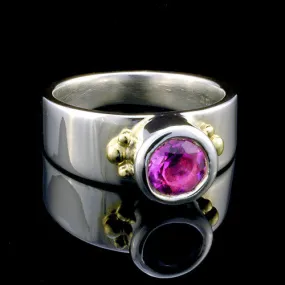 Two Toned Silver Gold Amethyst Ring Size 6.75