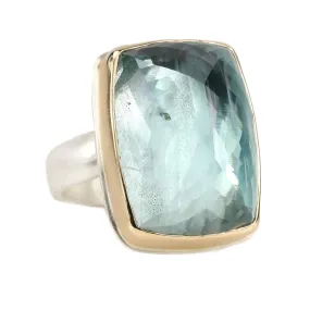 Vertical Rectangular Inverted Aquamarine Ring