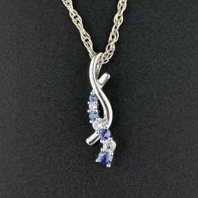 Vintage 10K White Gold Diamond Sapphire Infinity Pendant